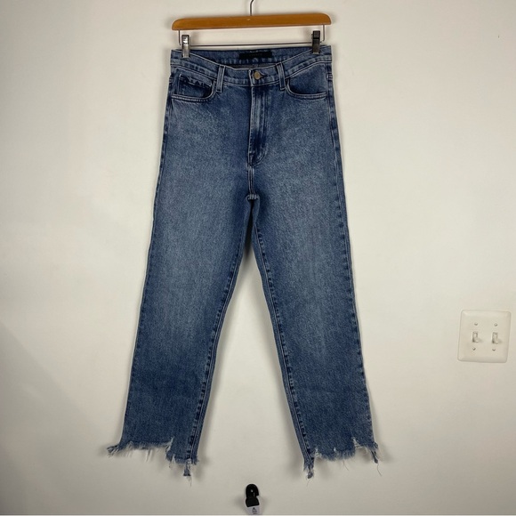J Brand Jules High Rise Straight Jeans In Sympathy Destruct Women's 27 Raw hems - Picture 1 of 7